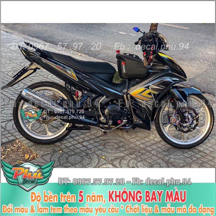 Tem rời Exciter 135 Lc đen vàng xám tổ ong (H) -1