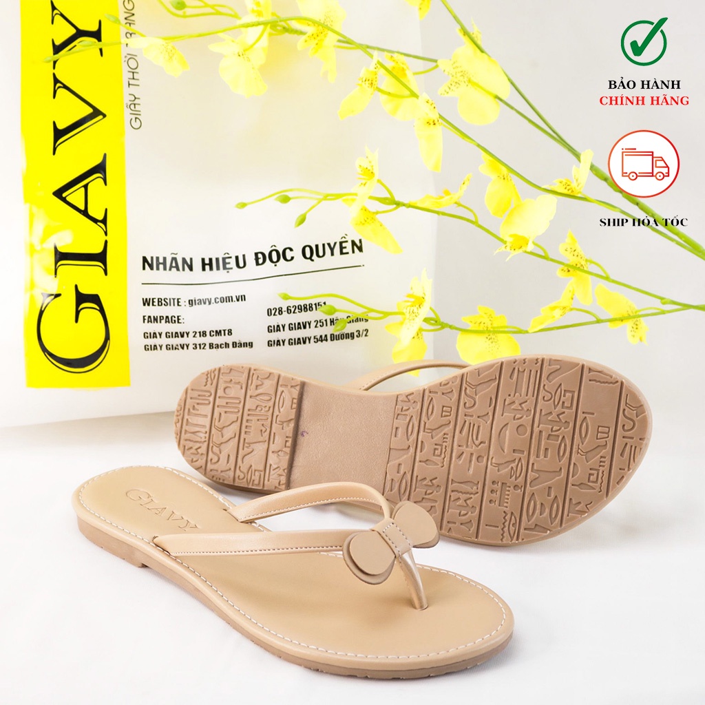 Dép kẹp nữ quai đính nơ NK127 - GIÀY GIAVY