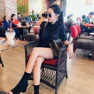 Ankleboot da lộn hở mũi gót vuông