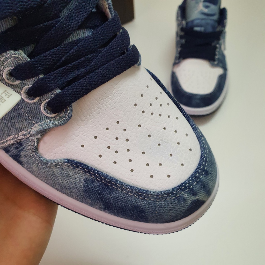 ✔️Giày Jordan 1 Low Xanh Bò Washed Denim Fullbox Cao Cấp Fullbox, Giày thể thao jordan 1 cổ thấp chất liệu chính vải bò