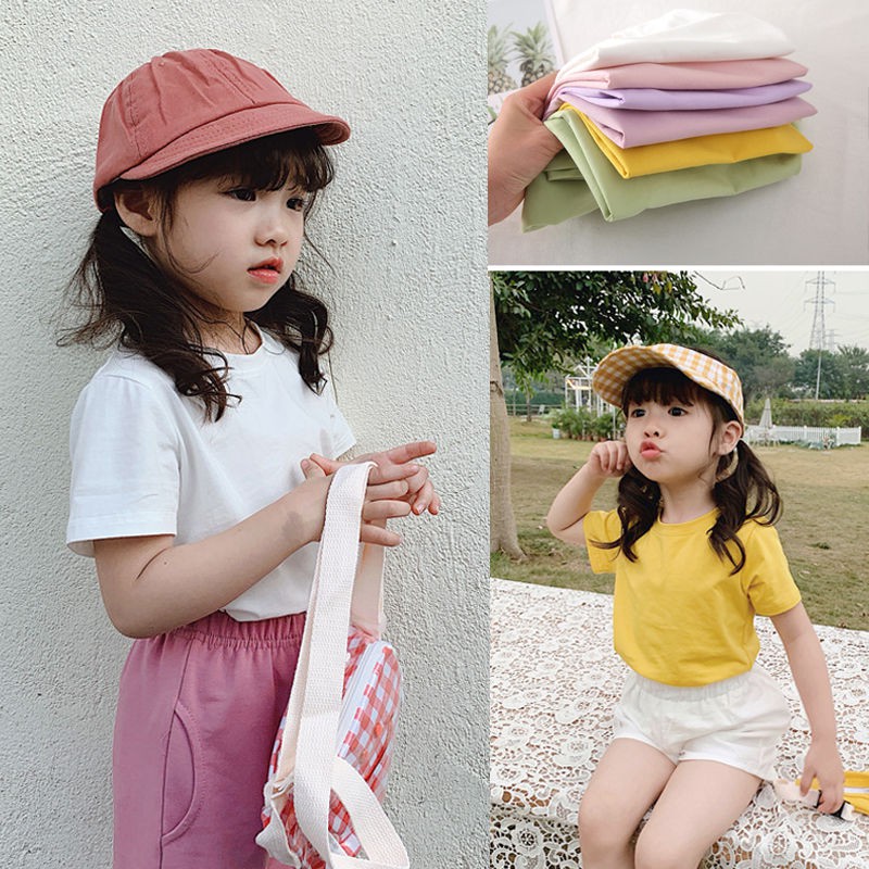 ☜◕Áo thun cotton trẻ em tay ngắn kiểu nổ mùa hè bé trai hàn quốc màu cô gái đồng tất cả các trận đấu thoáng khí