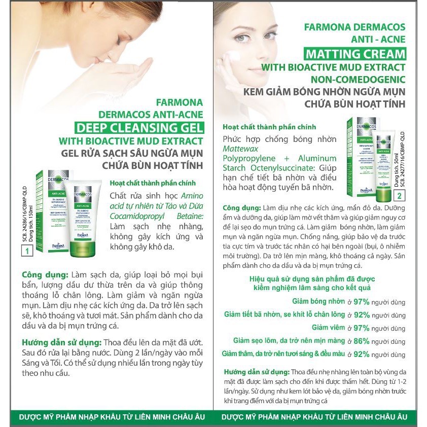 Sữa Rửa Mặt Farmona Dermacos Anti Acne Gel cho da dầu mụn 150ml