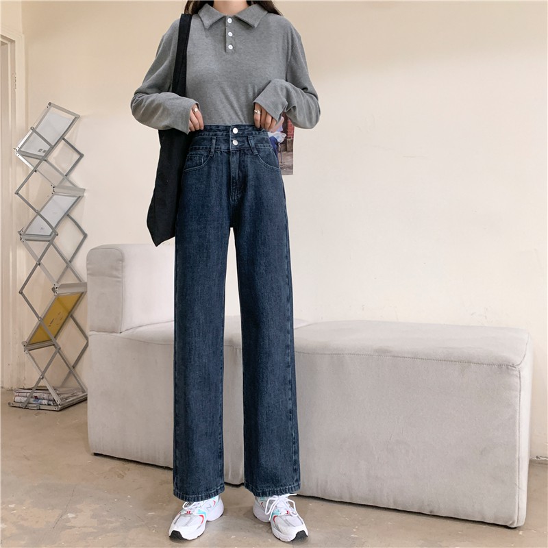Quần jean ống rộng nữ 2 cúc thời trang - Hàng Quảng Châu | BigBuy360 - bigbuy360.vn