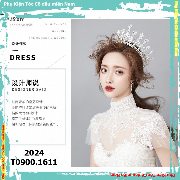 Vương miện cô dâu cao cấp - đính hạt đẹp lấp lánh - phụ kiện cưới Giang<PK>