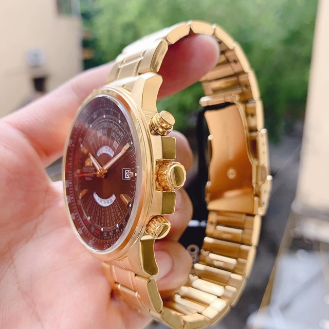 Đồng hồ nam Orient Perpetual Calendar FEU07003TX Gold, máy Automatic, lịch vạn niên, lịch ngày giờ, mạ vàng PVD, 44mm