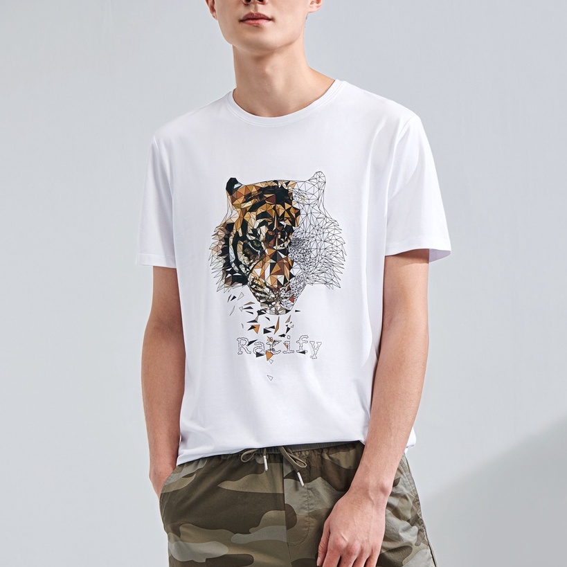 HLA - Áo Thun Nam Ngắn Tay Fashion Animal Pattern Round Neck T-shirt