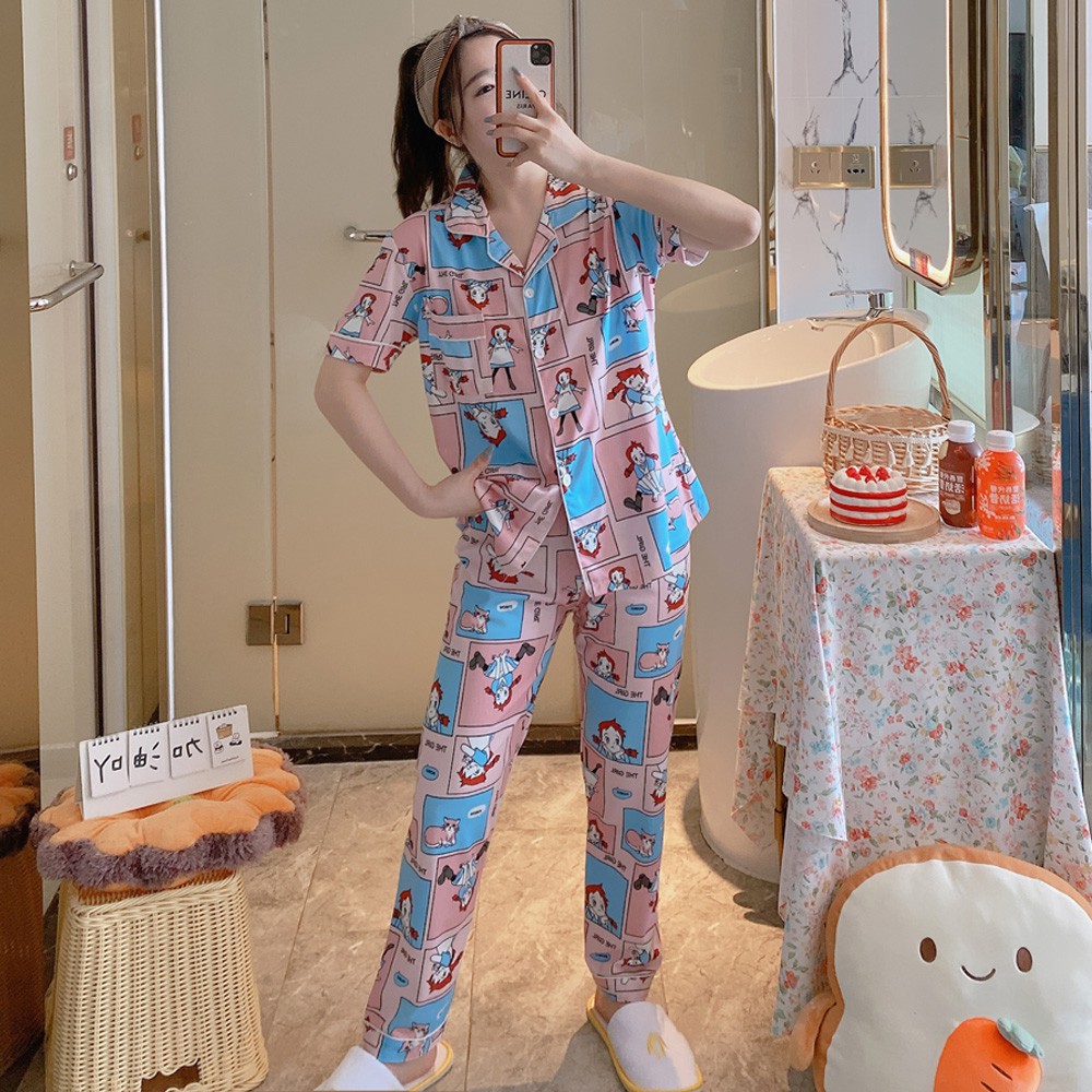 Bộ đồ ngủ pijama nữ ngắn tay hoạt hình dễ thương và thoải mái | BigBuy360 - bigbuy360.vn