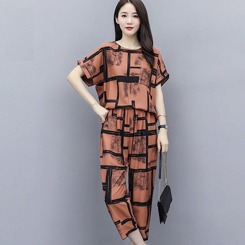 Fashion suits women summer Korean version of large size women's clothing is thin Western style casual loose-fat two-piece pants MM | BigBuy360 - bigbuy360.vn