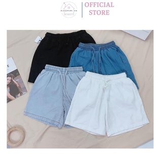 Quần short jeans nữ lưng cao ống rộng ullzang cạp chun chất bò giấy co dãn 4 chiều Xiaomimi 222222228