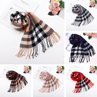 Khăn Choàng Cổ Vải Cashmere Giả Họa Tiết Sọc Caro Phong Cách Anh Quốc