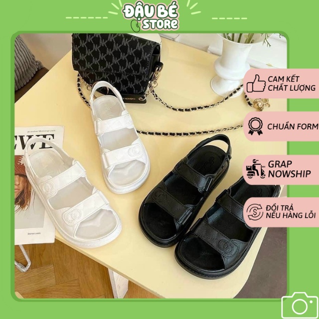 Dép Sandal Nữ Hở Ngón Quai Ngang Đế Bằng Thời Trang Ulzzang - Dép Xăng Đan Quai Hậu Đế 3p Hàn Quốc - Đậu Bé - D050