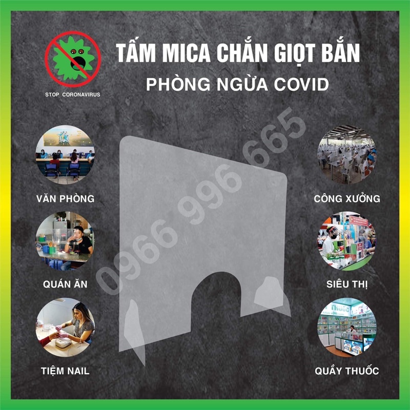 Tấm chắn giọt bắn mica trong suốt để bàn dùng cho quầy thuốc, quán ăn...