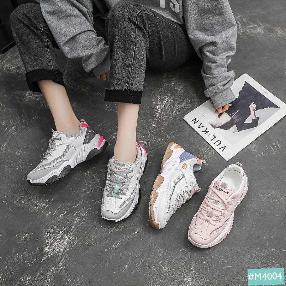 ( Hàng Đẹp ) Giày Thể Thao Nữ Độn Đế MINSU Eight M4004, Giày Sneaker Bata Hàn Quốc Đế Độn Tăng Chiều Cao 5cm Phản Quang 