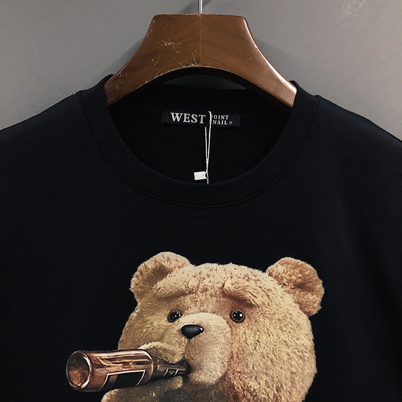 Áo Thun Gấu Năng Động In 3D Phối Chữ BEAR Bản Lớn Phong Cách Cotton Thoải Mái Hè Mã GAREM 2022