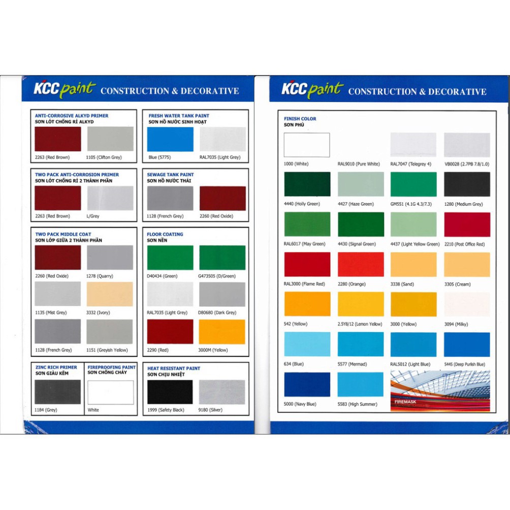 Sơn nền Epoxy KCC màu xanh. Sơn nền nhà xưởng Epoxy