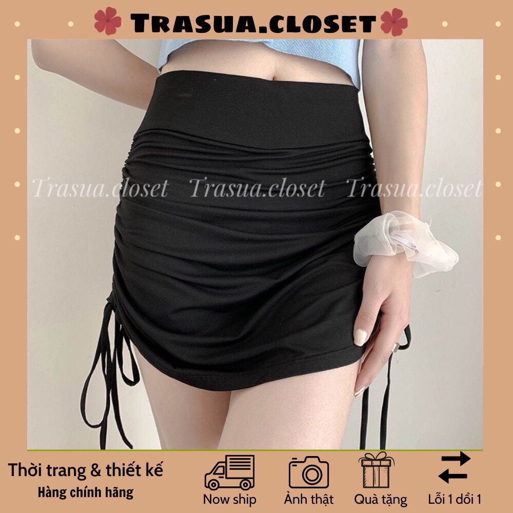 Chân váy rút dây 2 bên chất đẹp chuẩn Trasua Closet thiết kế đúng form chân váy ngắn lưng cao ôm body nhún hông tôn dáng | BigBuy360 - bigbuy360.vn