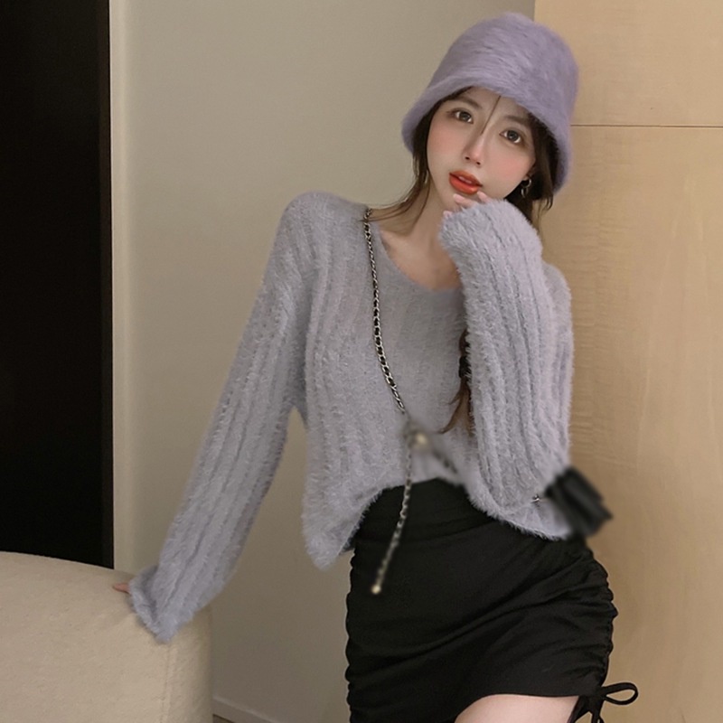 Áo len tay dài cổ chữ V màu sắc thời trang cho nữ