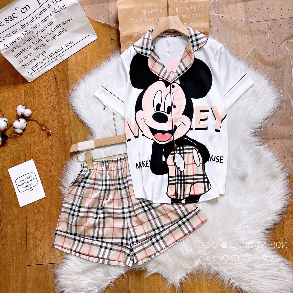 Đồ bộ nữ mặc nhà lụa latin cao cấp pijama - Disney