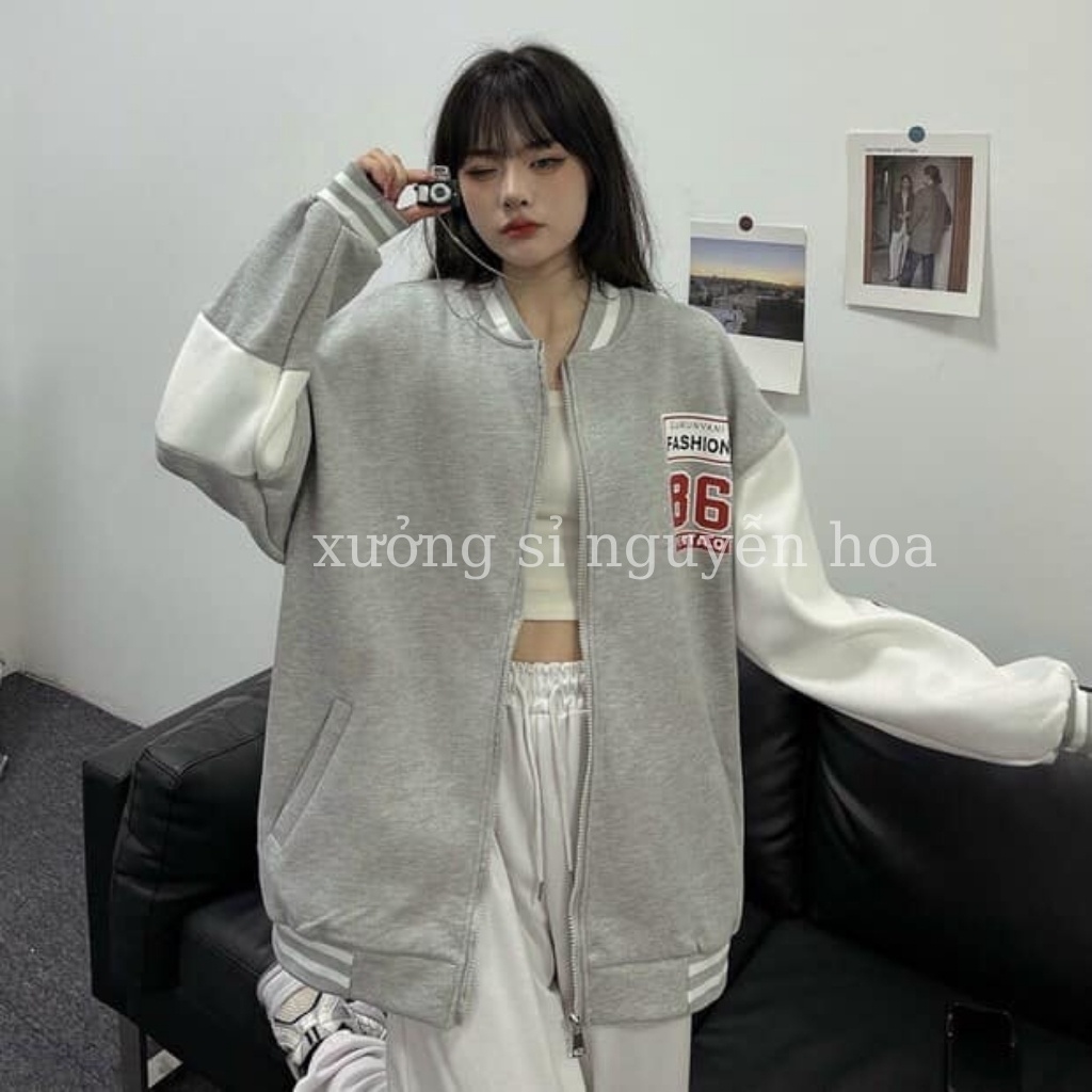 Áo bomber nỉ 86, áo khoác unisex form rộng nam nữ mặc được (kèm video/ảnh thật) Xưởng Sỉ Nguyễn Hoa | BigBuy360 - bigbuy360.vn