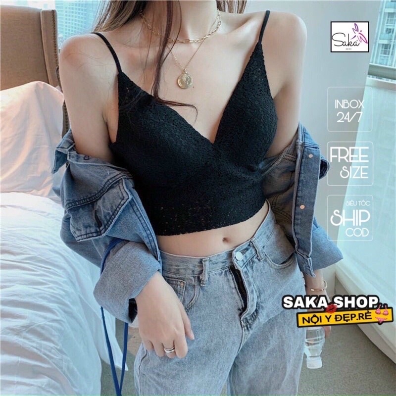 Áo 2 dây ren cao cấp phối áo 2 màu trắng và đen