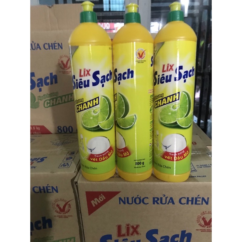 Nước rửa chén Lix sieu sach hương chanh 800ml