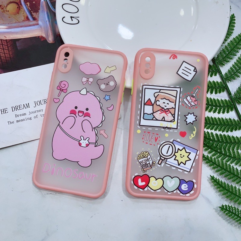 Ốp Lưng iPhone XsMax Lưng Nhám Viền Nhựa Dẻo In Hình Dễ Thương