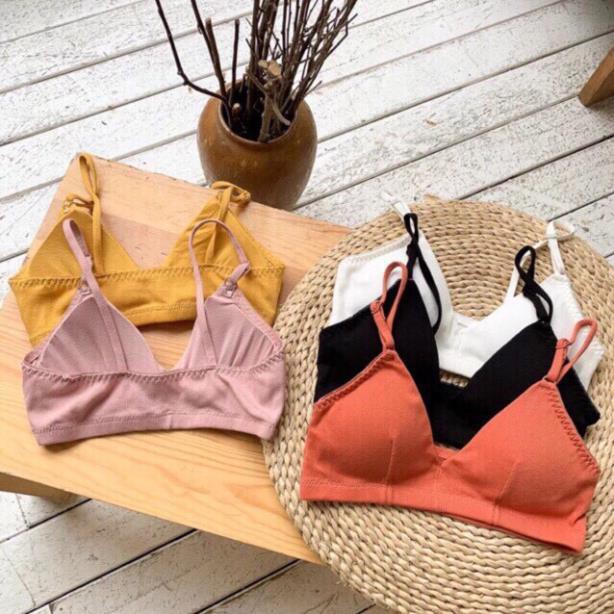 Áo Lót Bra Bralette Cotton Gân 901💎Mẫu Mới Nhất 2019💎