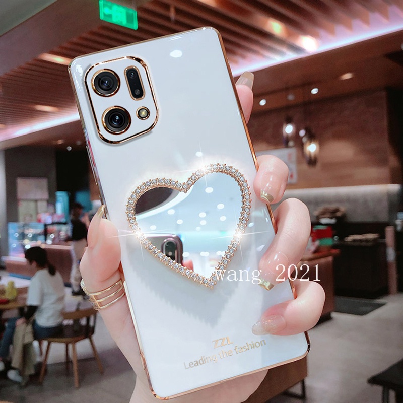 Ốp Điện Thoại Mềm Tráng Gương Mạ Điện Hình Trái Tim 2022 Cho OPPO Find X5 Pro 5G A96 A76 A16e A16k 4G