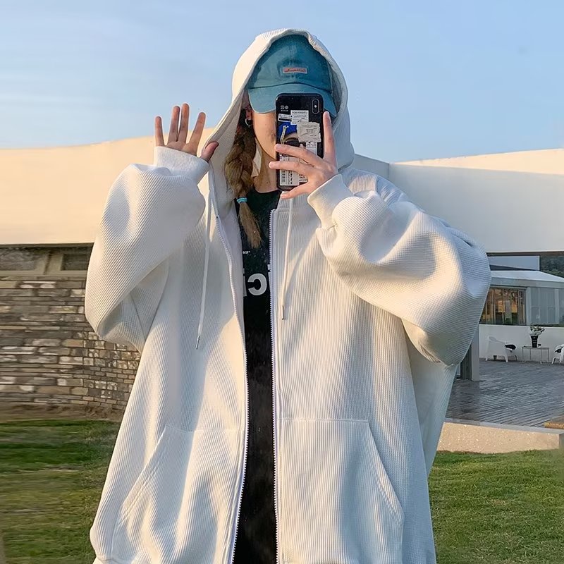 Áo Hoodie Màu Trơn Dáng Rộng Thời Trang Hàn Quốc Dành Cho Nam Nữ