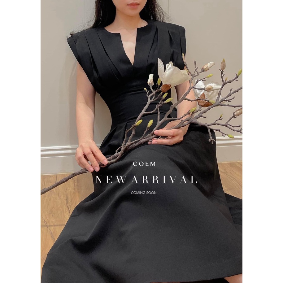 Đầm thiết kế xếp ly xẻ ngực Vayxeplyxenguc