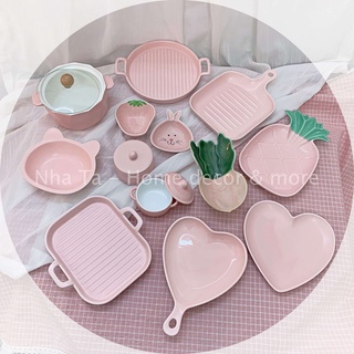 Chén dĩa Hàn Quốc, bát đĩa ăn cơm đẹp, bát cute màu hồng
