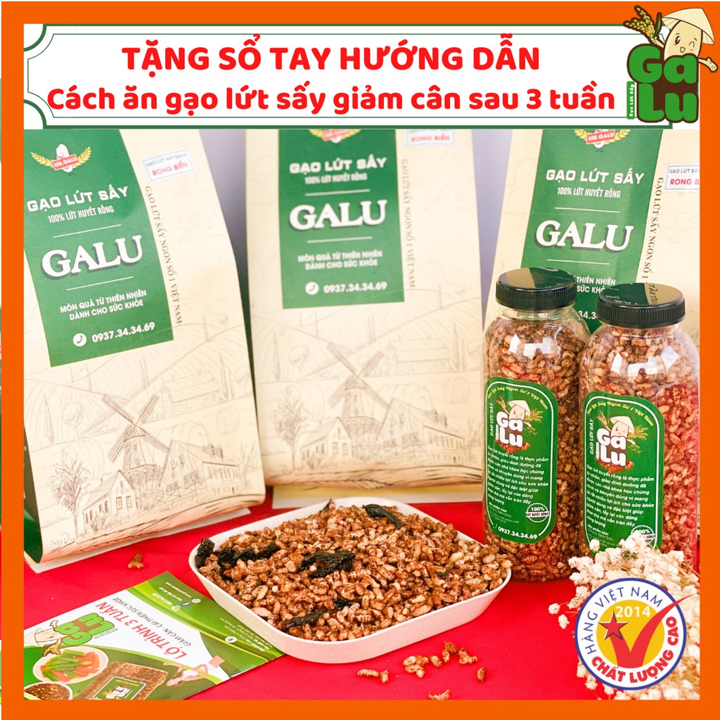 Gạo Lứt Sấy Rong Biển Galu Hũ(Túi) 500gram + Tặng sổ hướng dẫn cách ăn giảm cân sau 3 tuần ( Đầy đủ giấy VSATTP ) | BigBuy360 - bigbuy360.vn
