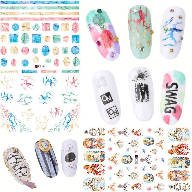 [ Lẻ ] Sticker dán móng tay hình vân đá mã F118