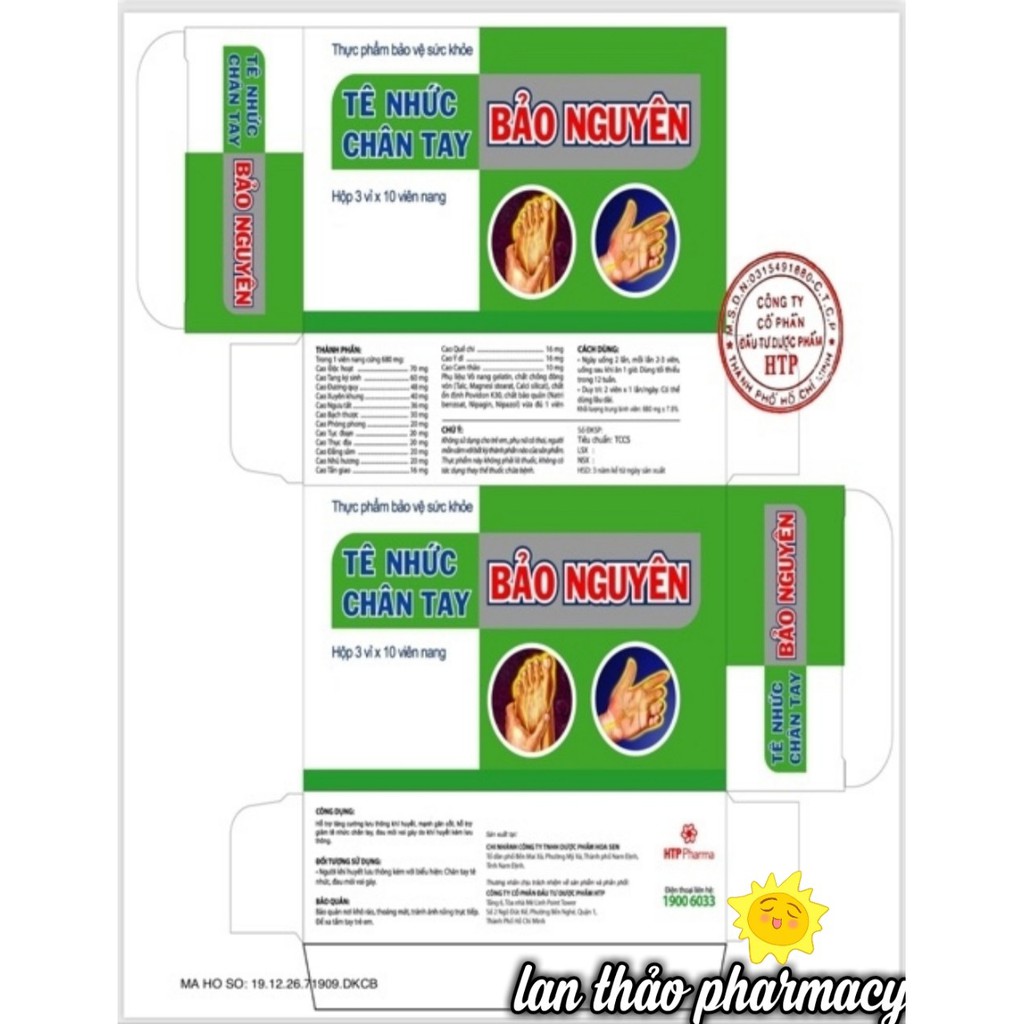 Viên uống tê nhức chân tay Bảo Nguyên hộp 30 viên