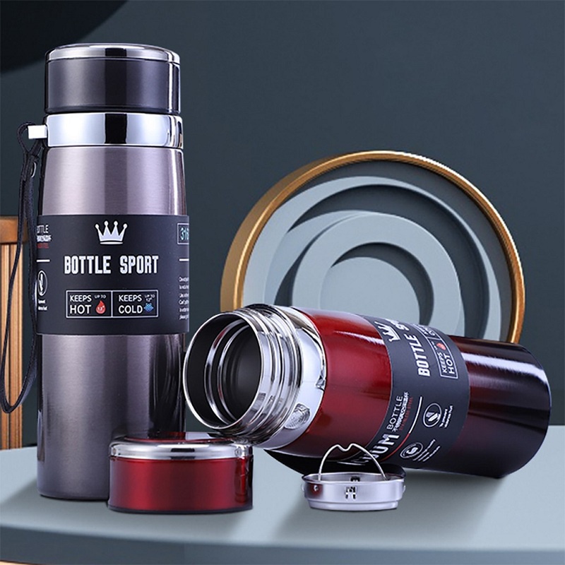 Bình Nước Giữ Nhiệt Cute Cao Cấp BOTTLE SPORT 800ml Và 1000ml Ruột Inox 304 Vỏ Thép Không Gỉ An Toàn Giữ Nhiệt Tốt