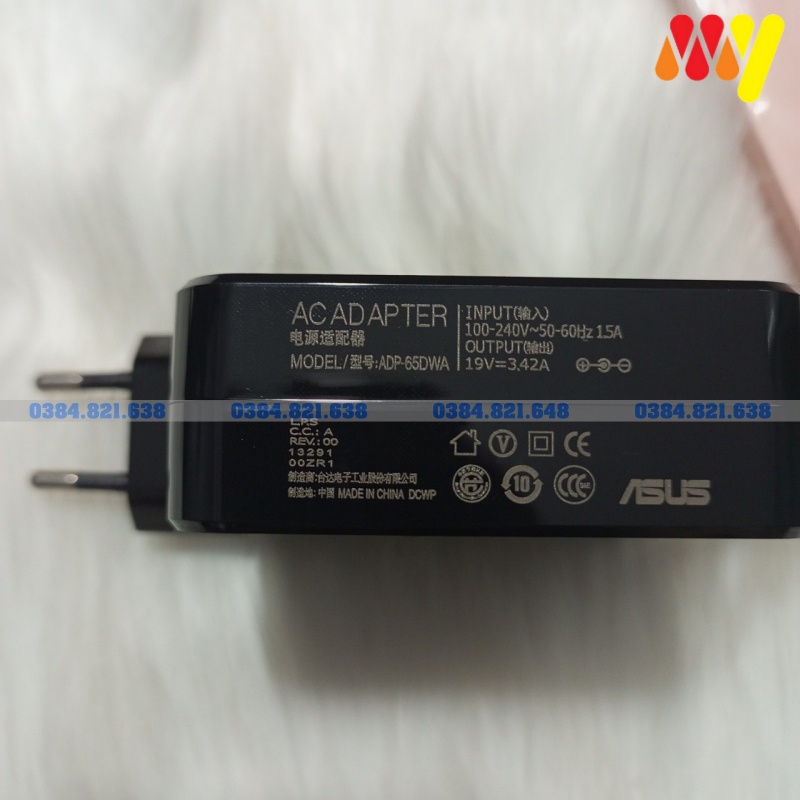 Sạc laptop Asus 19V-3.42A - Chân thường Củ Vuông - ZIN Bảo hành 18T
