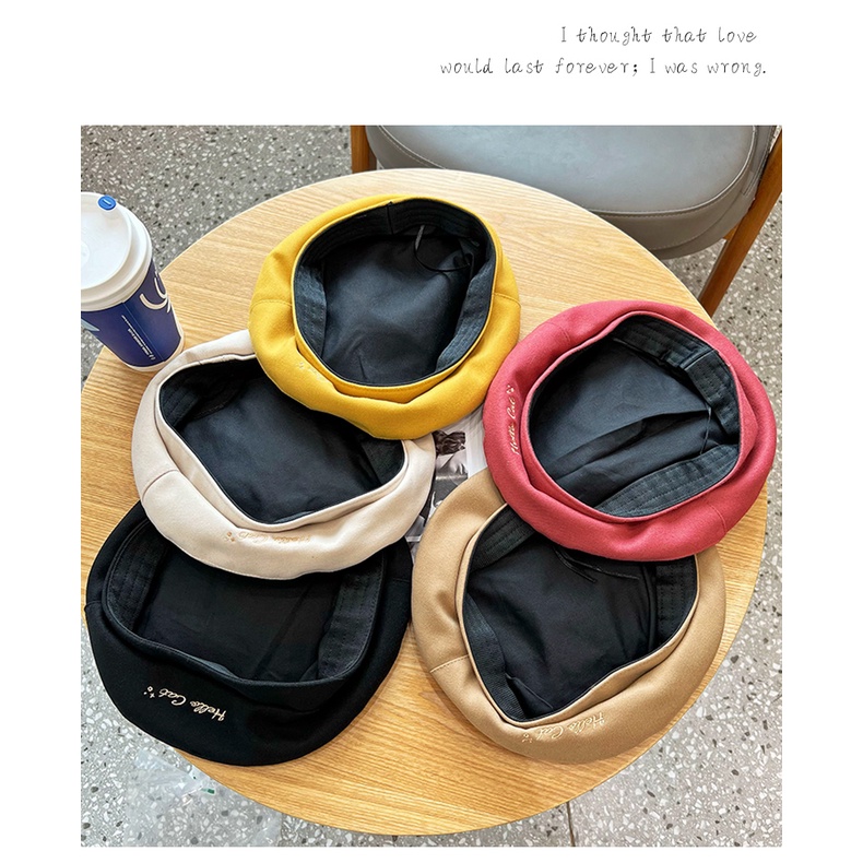 Mũ Nồi Vải Cotton In Hình Mèo Dễ Thương Phong Cách Hàn Quốc Thời Trang Thu Đông Cho Nữ