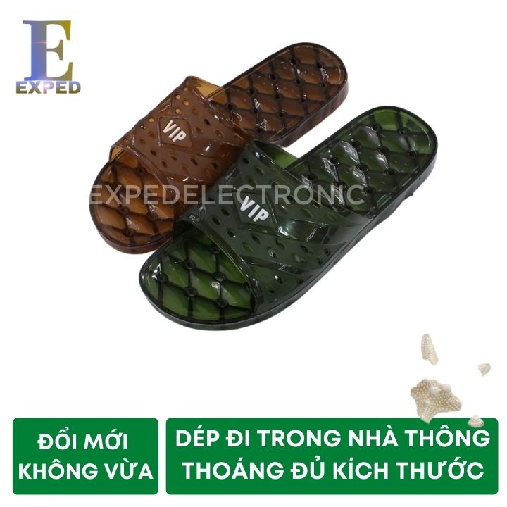 Dép Lỗ Nhựa Trong Suốt VIP Đi Trong Nhà Tắm (Màu Nâu/Rêu Ngẫu Nhiên) - A050