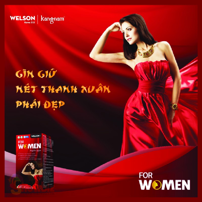 Viên Uống Cải Thiện Nội Tiết Tố Nữ Welson For Women 90v TẶNG Viên Uống Bổ Sung Collagen Nucos Cell-Ups 180v