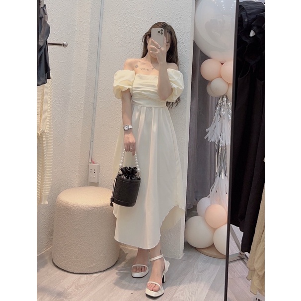 đầm maxi tay bồng có sẵn, váy maxi dài trễ vai, maxi trễ vai , maxi dài tay bèo