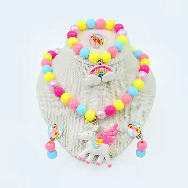 Bộ Vòng Tay Và Vòng cổ Cho Trẻ Em | Vòng cổ Mặt Hình Kỳ Lân Dễ Thương Cho Nữ | Phụ Kiện Thời Trang Trẻ Em