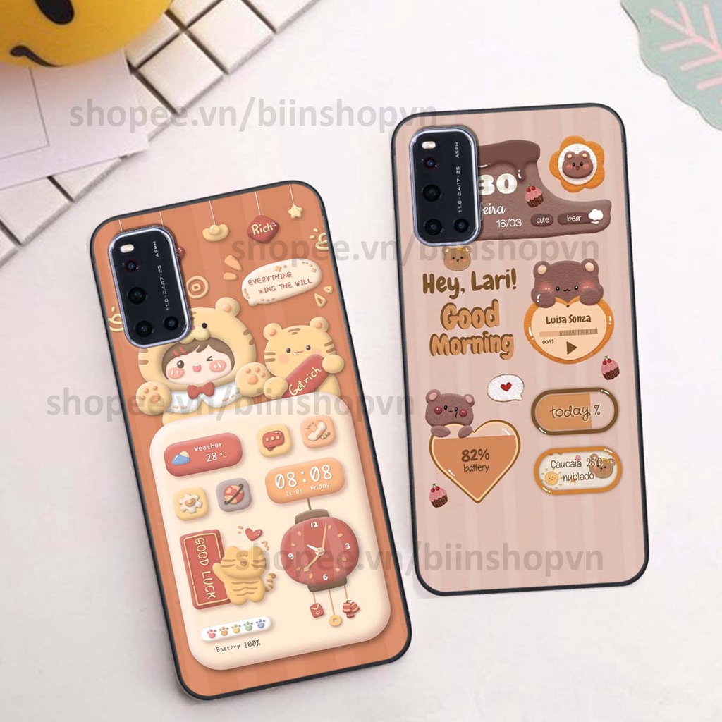 Ốp Vivo V19 in 3D icon gấu nổi siêu xinh, siêu đáng yêu, cá tính phong cách