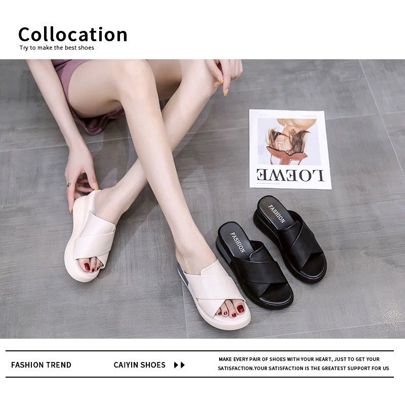 dép lê độn đế quai chéo êm chân tăng chiều cao mẫu mới 2022