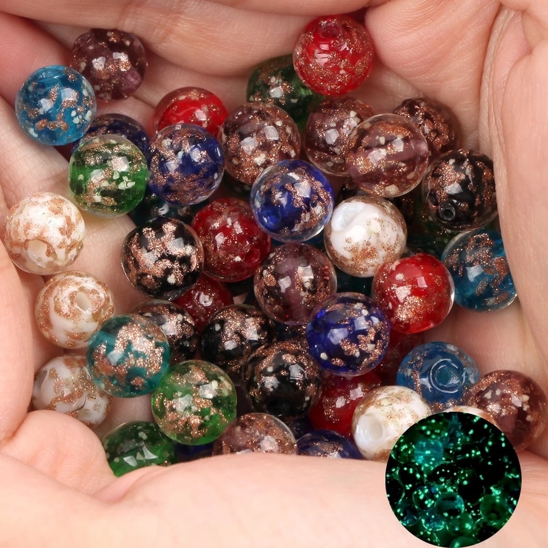 Set 5 Hạt Đá Thủy Tinh Tròn 10mm 12mm Phát Sáng Dùng Làm Trang Sức Thủ Công