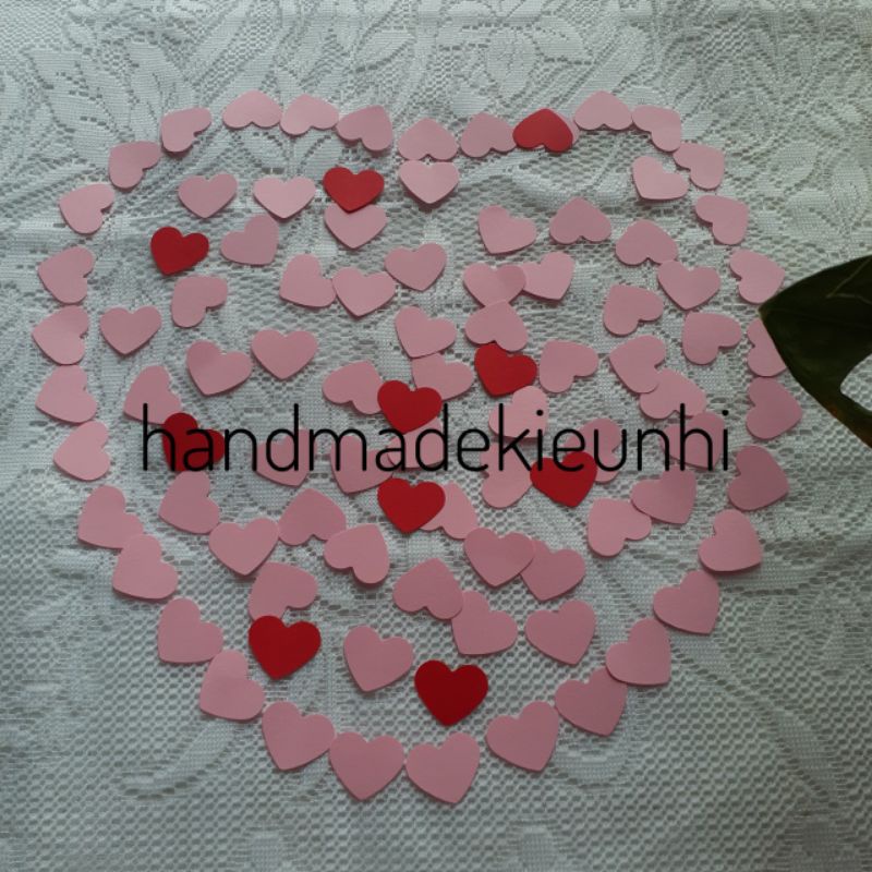 20-50 hình trái tim 2.5 x 2cm,4.9 X 4.2cm bằng giấy màu - thủ công mầm non cho bé, trang trí thiệp, bưu thiếp, bao lì xì