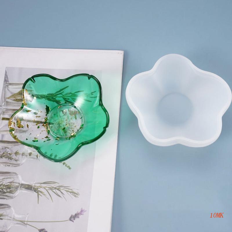 Khuôn Silicone 10MK Hình Cánh Hoa Pha Lê Epoxy Để Bàn Trang Trí
