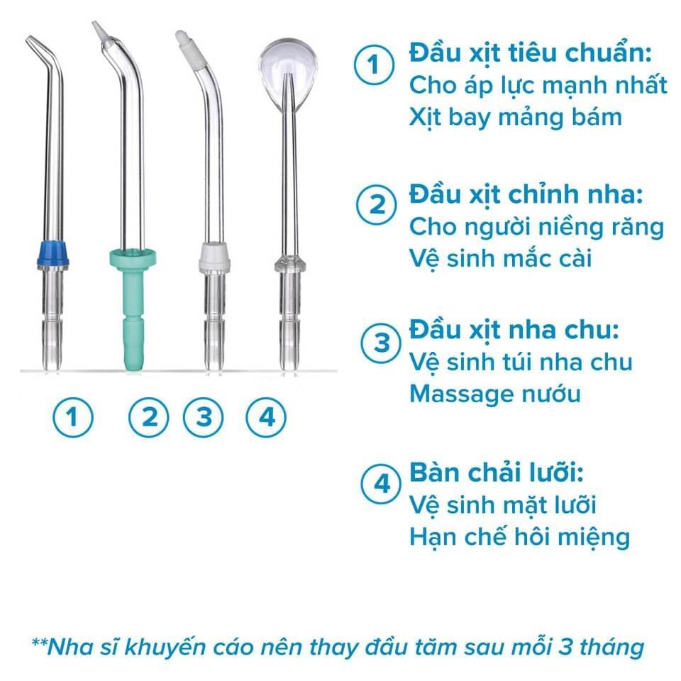 Máy Tăm Nước Cầm Tay Oral Irrigator Máy Tăm Nước Vệ Sinh Răng Miệng Cao Cấp - Tặng Kèm 4 Đầu Vệ Sinh Răng Miệng