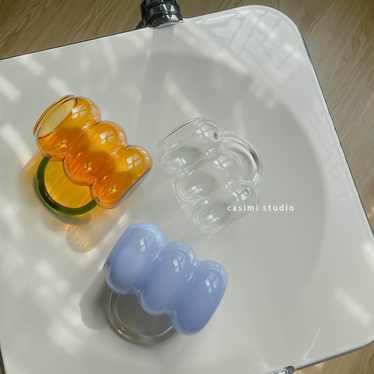 Ly cốc thuỷ tinh BUBBLE 280ml uống trà, cà phê, chụp hình sản phẩm vintage Hàn Quốc Casimi Decor