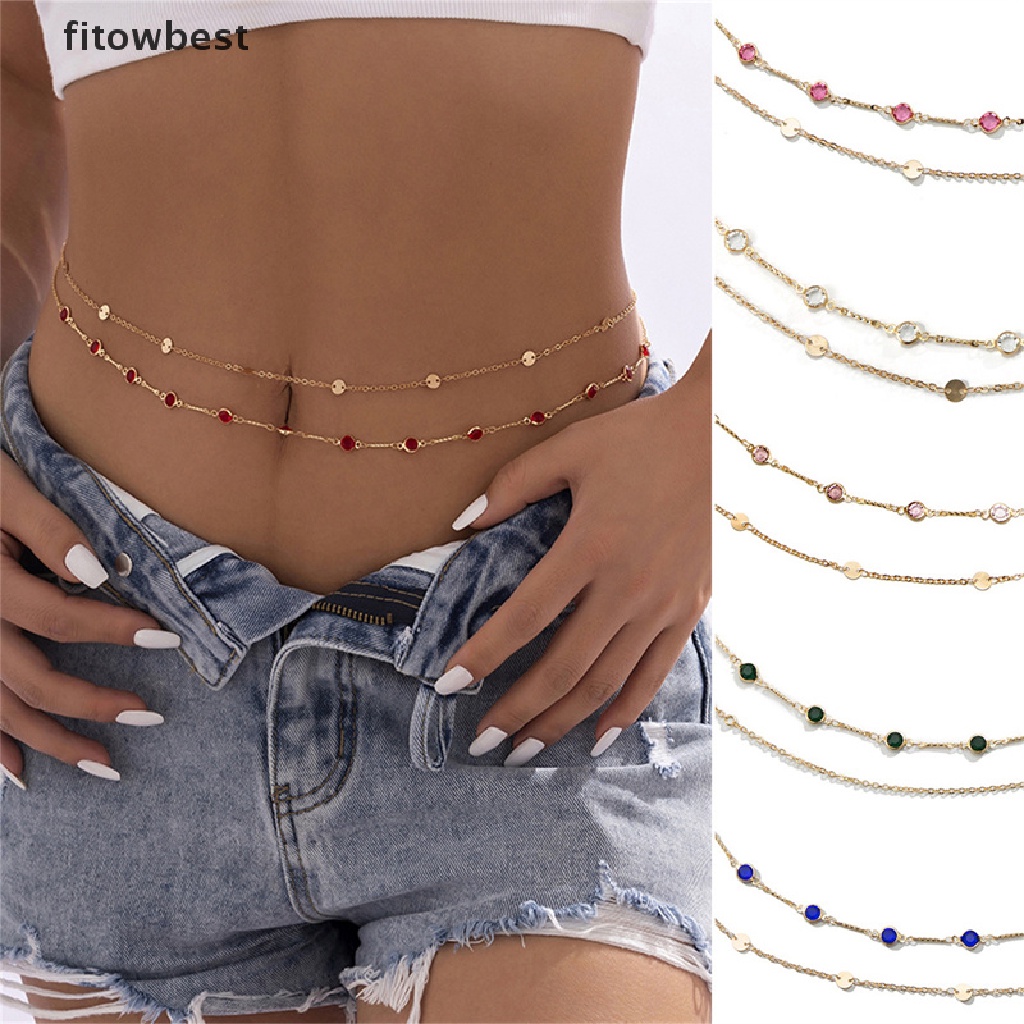 Dây Xích Đeo Thắt Lưng Đính Đá Nhiều Màu Sắc Thời Trang Quyến Rũ Cho Nữ