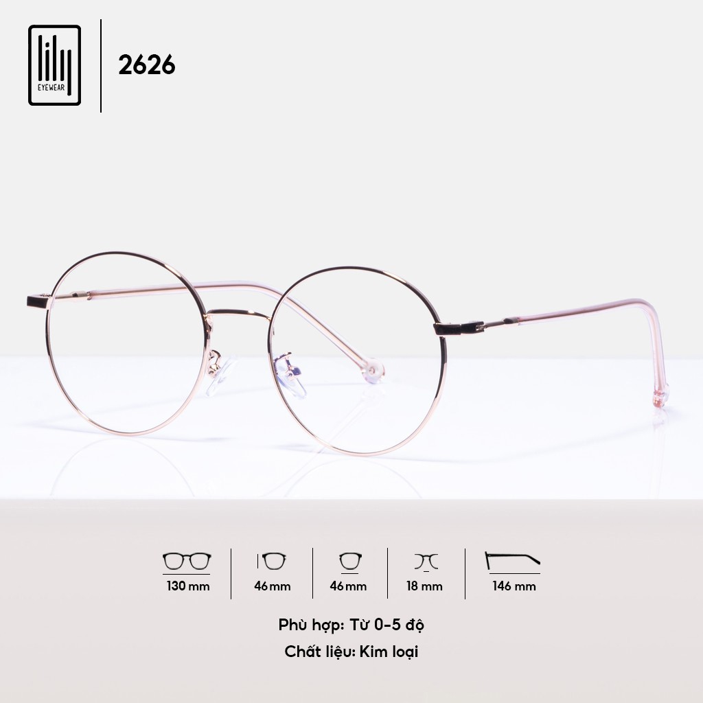 Kính cận Nobita gọng kim loại tròn mảnh 2626 thời trang Lilyeyewear